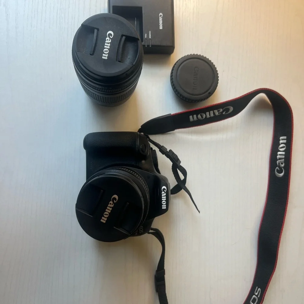 Canon EOS Rebel T6 Camera, 2 lens, Neck Strap, 32 GB SD Card, Battery Charger